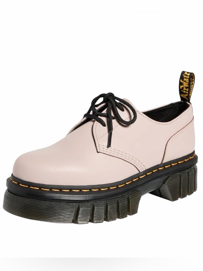 Dr. Martens Audrick Nappa Lux Platform Shoes Oxford Size 8 Women's Cream Tan